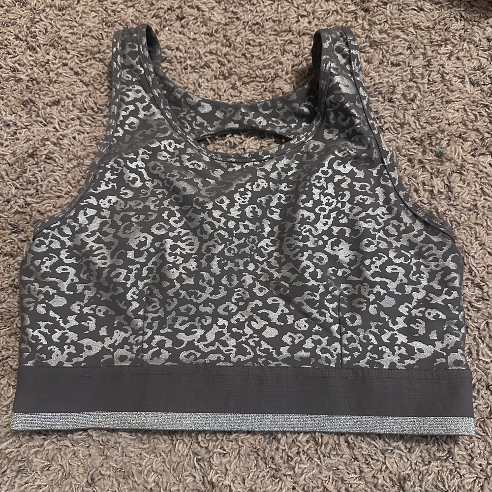 Mono B shimmer printed sports bra